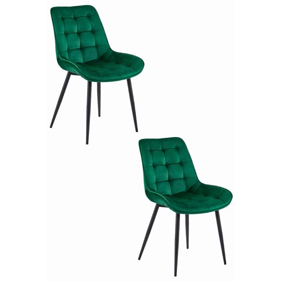 BERA-tuoli, tummanvihreä sametti, mustat jalat (2 kpl)