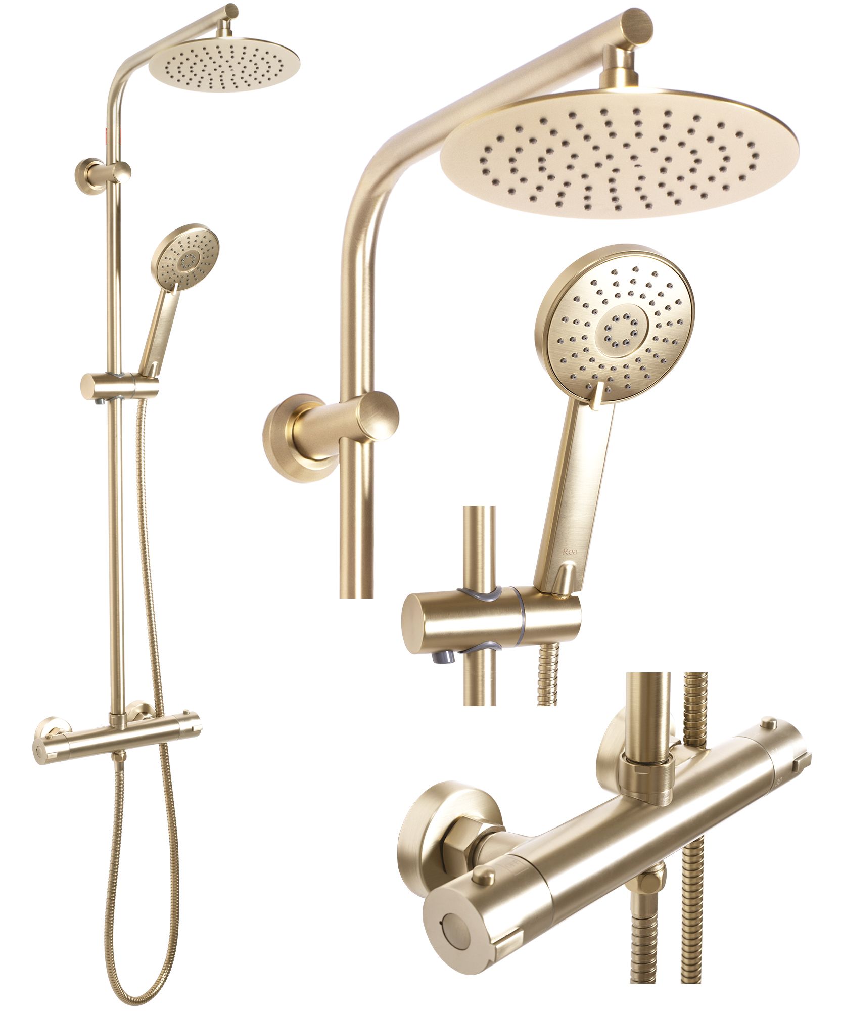 REA suihkusetti BLISS THERMOSTAT harjattu kulta, 38, 5X27, 5X100CM