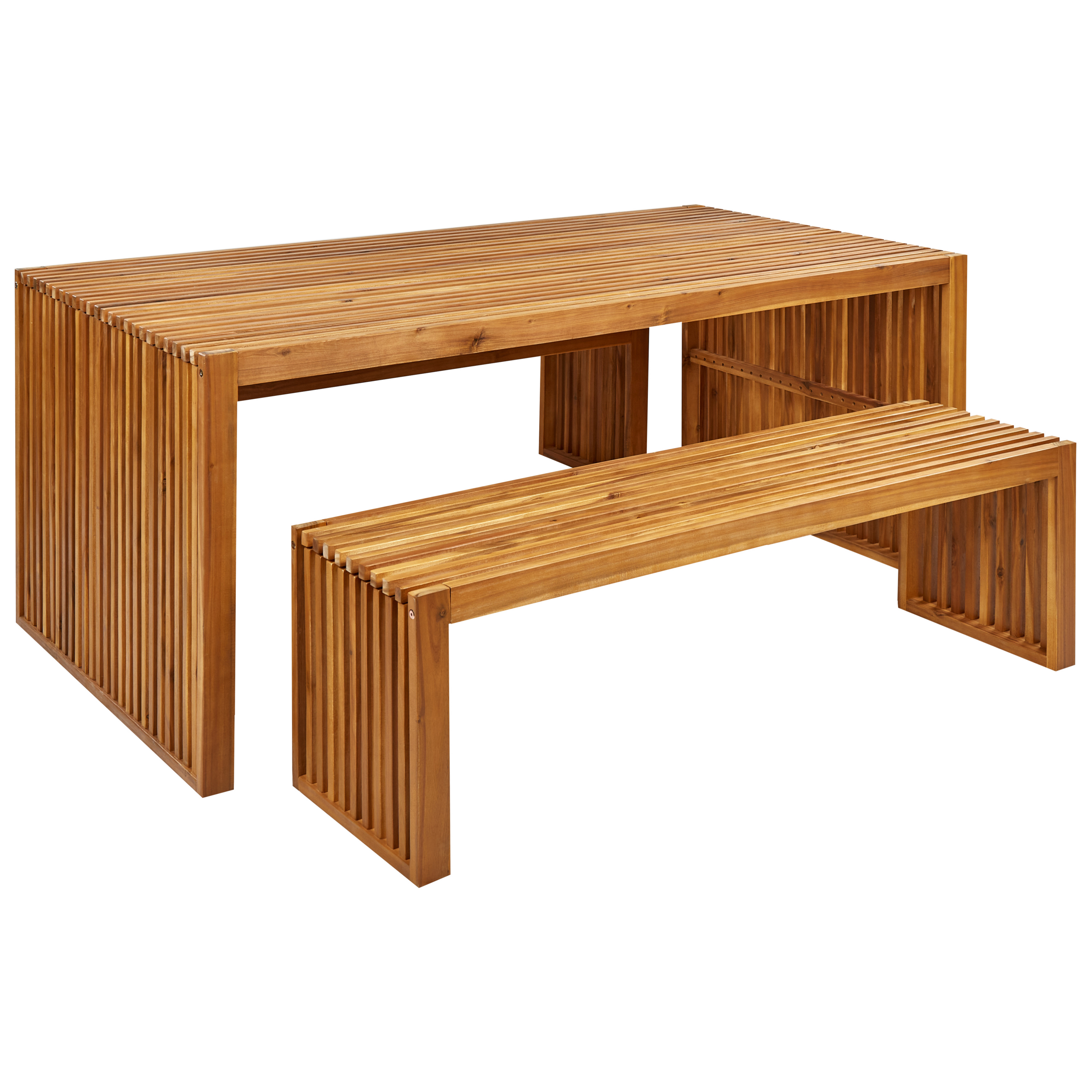 Ulkoruokailuryhmä penkeillä 6-istuttava SULZANO akaasia Ruskea