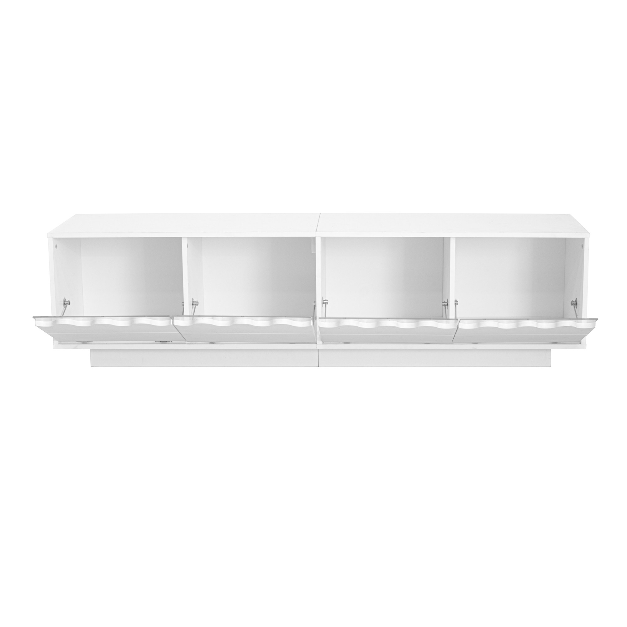 TV-taso 170x40x45 cm valkoinen MDF lastulevy säilytyksellä ja liukuovilla