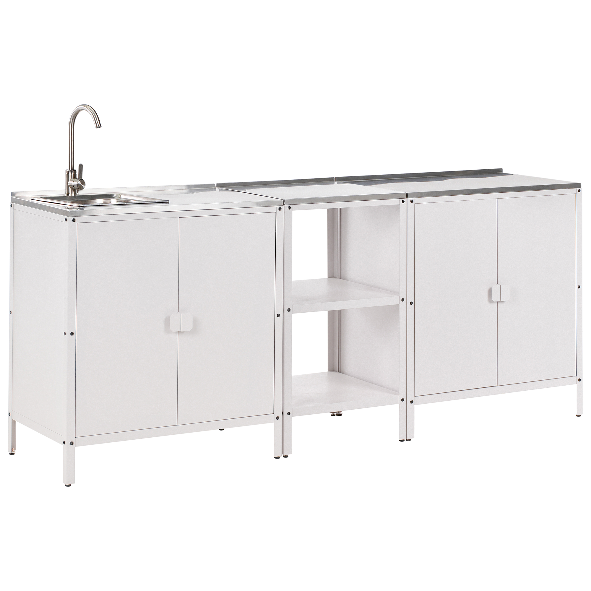 Ulkokeittiösetti pesualtaalla 3 osaa VILAMA metalli Valkoinen