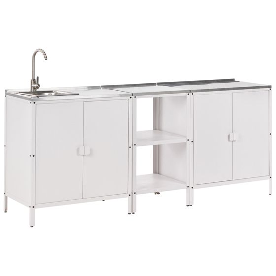 Ulkokeittiösetti pesualtaalla 3 osaa VILAMA metalli Valkoinen