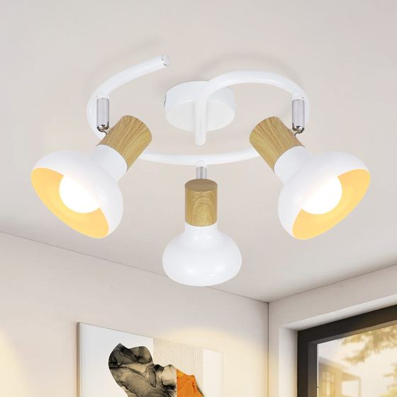 NETTLIFE Vintage - kattospottivalaisin E14 Sisäkäyttöön 350° Säädettävä Valkoinen Ilman Polttimoa Teollisuuskäyttöön 3 Lamppua Pyöreä