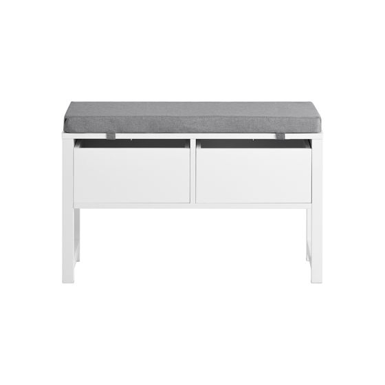 SoBuy Säilytyspenkki FSR88-W valkoinen puukuitulevy & 2 laatikkoa