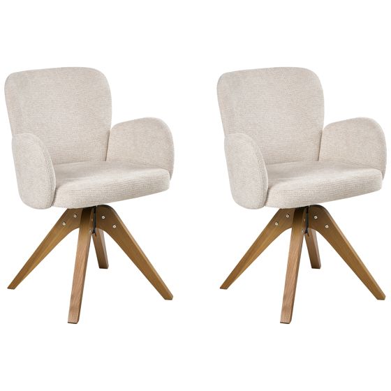 Ruokatuolisetti 2 kpl pyörivä JEAN Kangas Vaaleanbeige