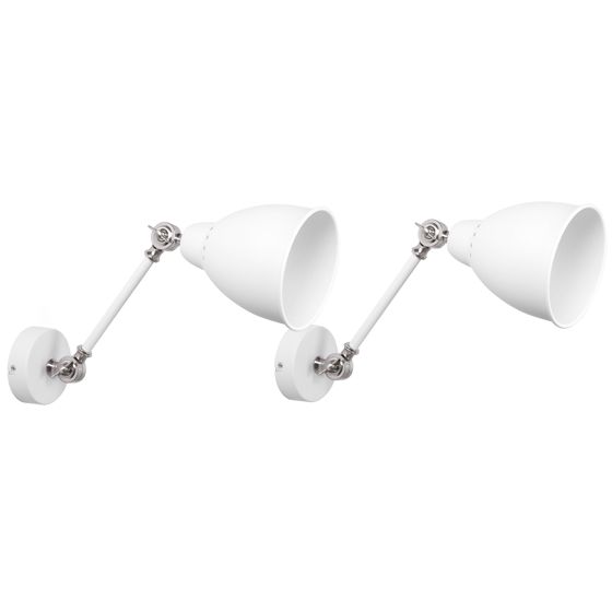 Seinävalaisinsetti 2 kpl MISSISSIPPI säädettävä metalli Valkoinen