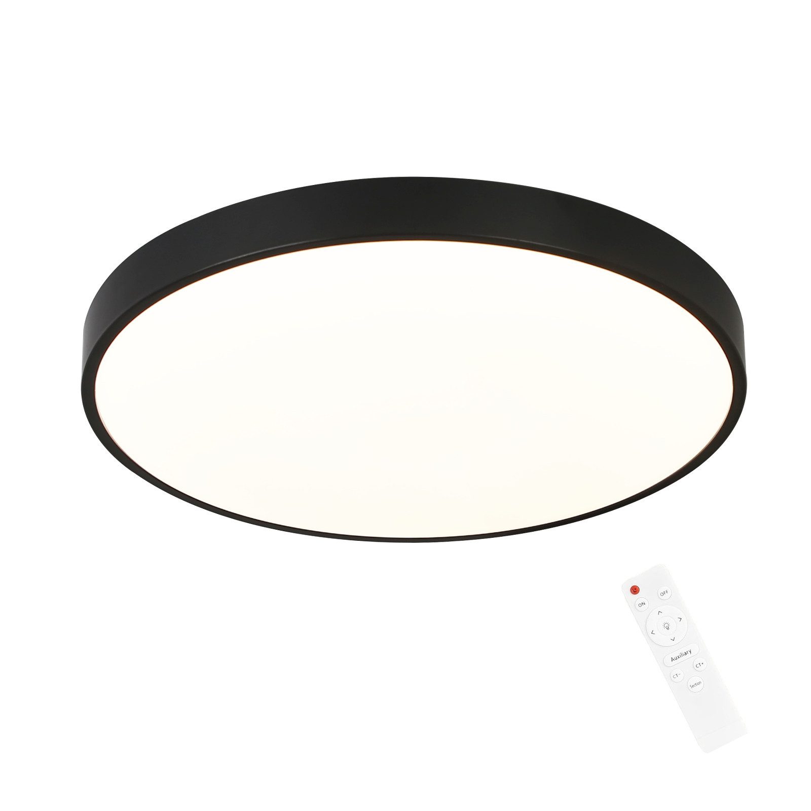 NETTLIFE himmennettävä, LED-kattovalaisin Kaukosäätimellä, 36WKylpyhuoneen, lamppu, musta, IP44Vedenpitävä, litteä, 37cm, pyöreä