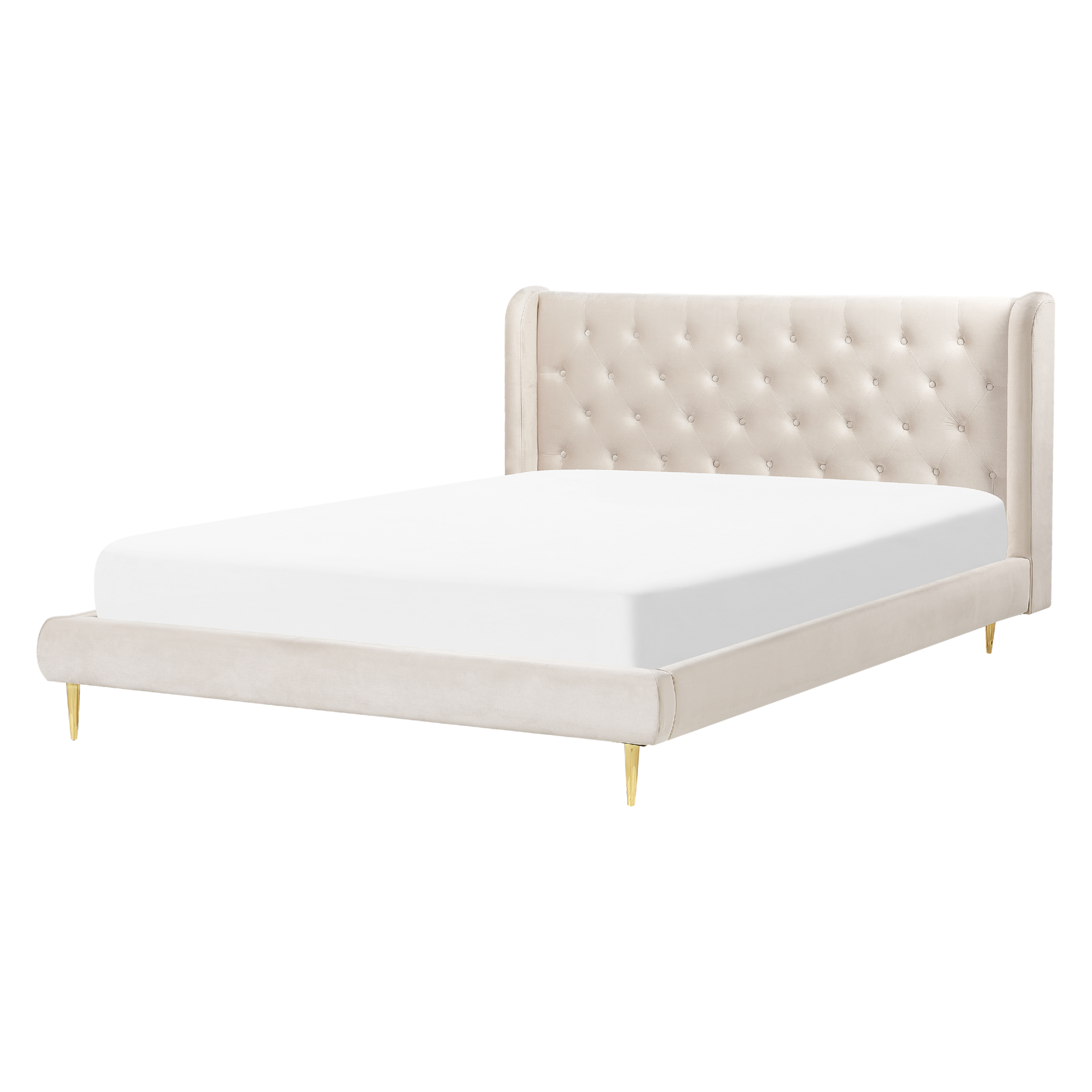 Sänky Sametti FORBACH 160 x 200 cm Beige