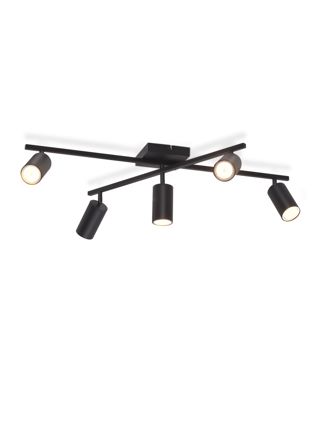 NETTLIFE musta kattokohdevalaisin, 5- lamppuinen GU10- kattovalaisin, moderni olohuoneen valaisin keittiöön ja makuuhuoneeseen