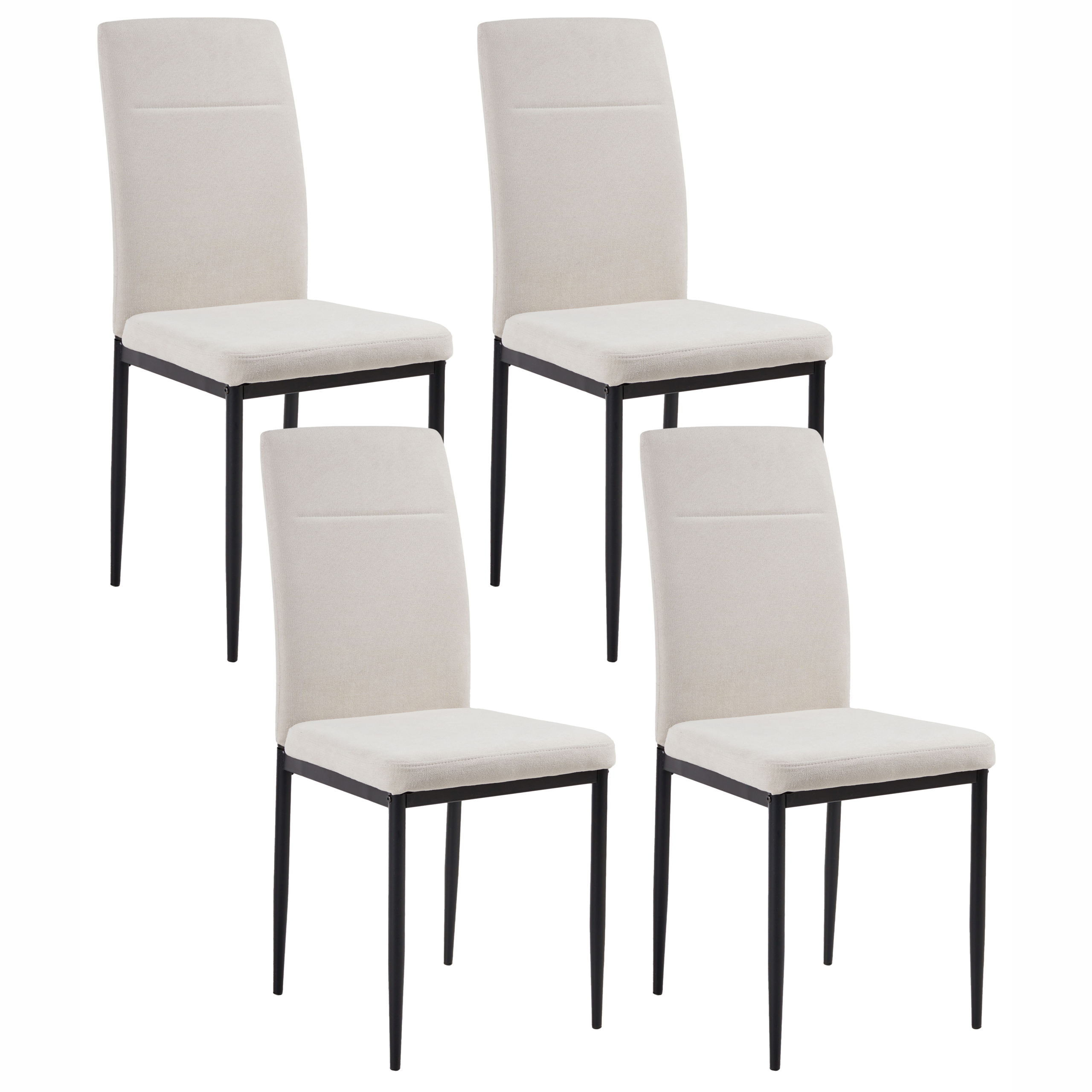 Ruokatuolisetti 4 kpl RINER Kangas Vaaleanbeige