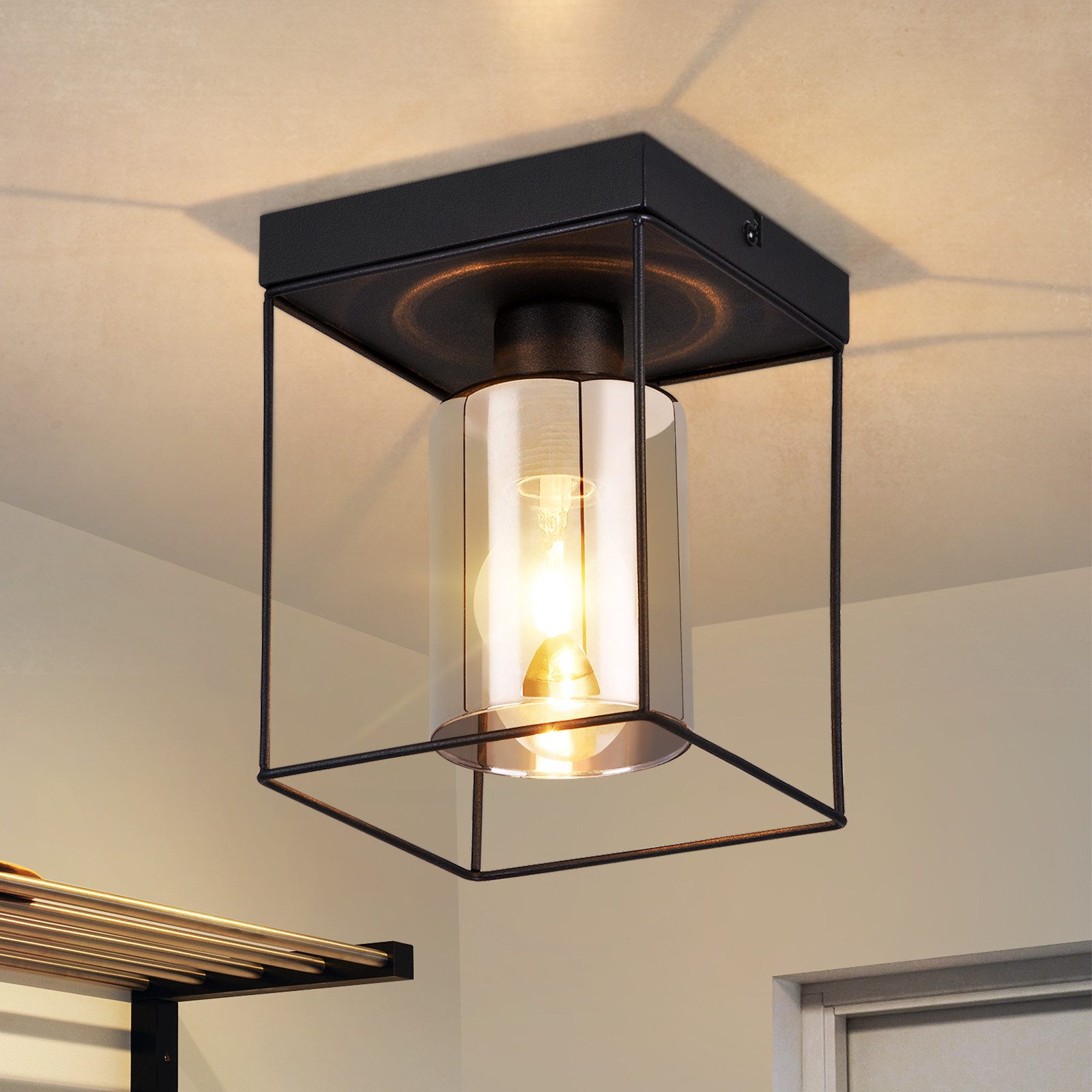 ZMH Vintage musta LED-kattovalaisin E27 olohuoneeseen ja keittiöön Elegantti valaistus