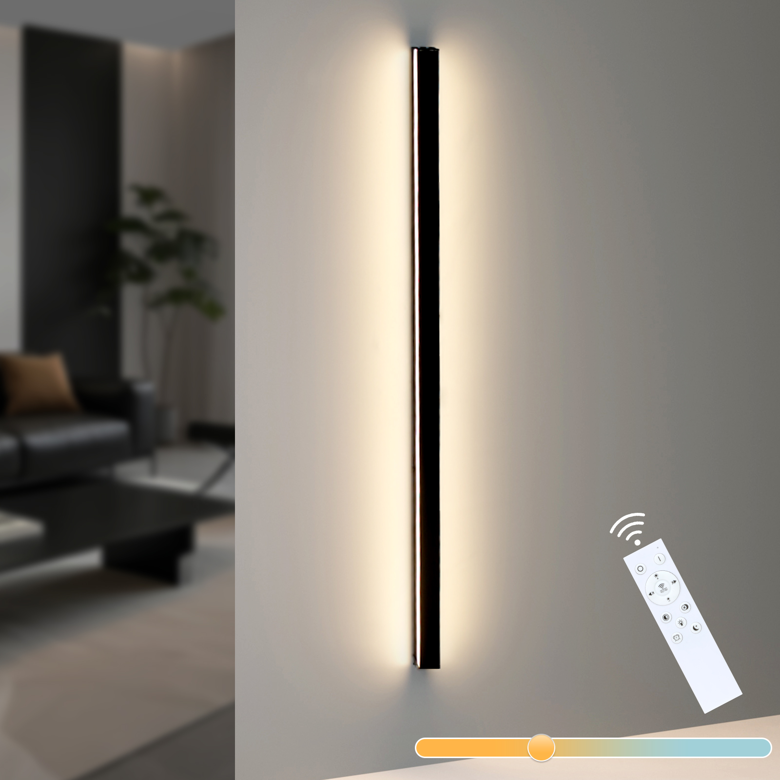 NETTLIFE LED - seinävalaisin sisäkäyttöön, musta, himmennettävä, 100 cm, moderni, 15 W, käytävävalaisin, seinävalaisin