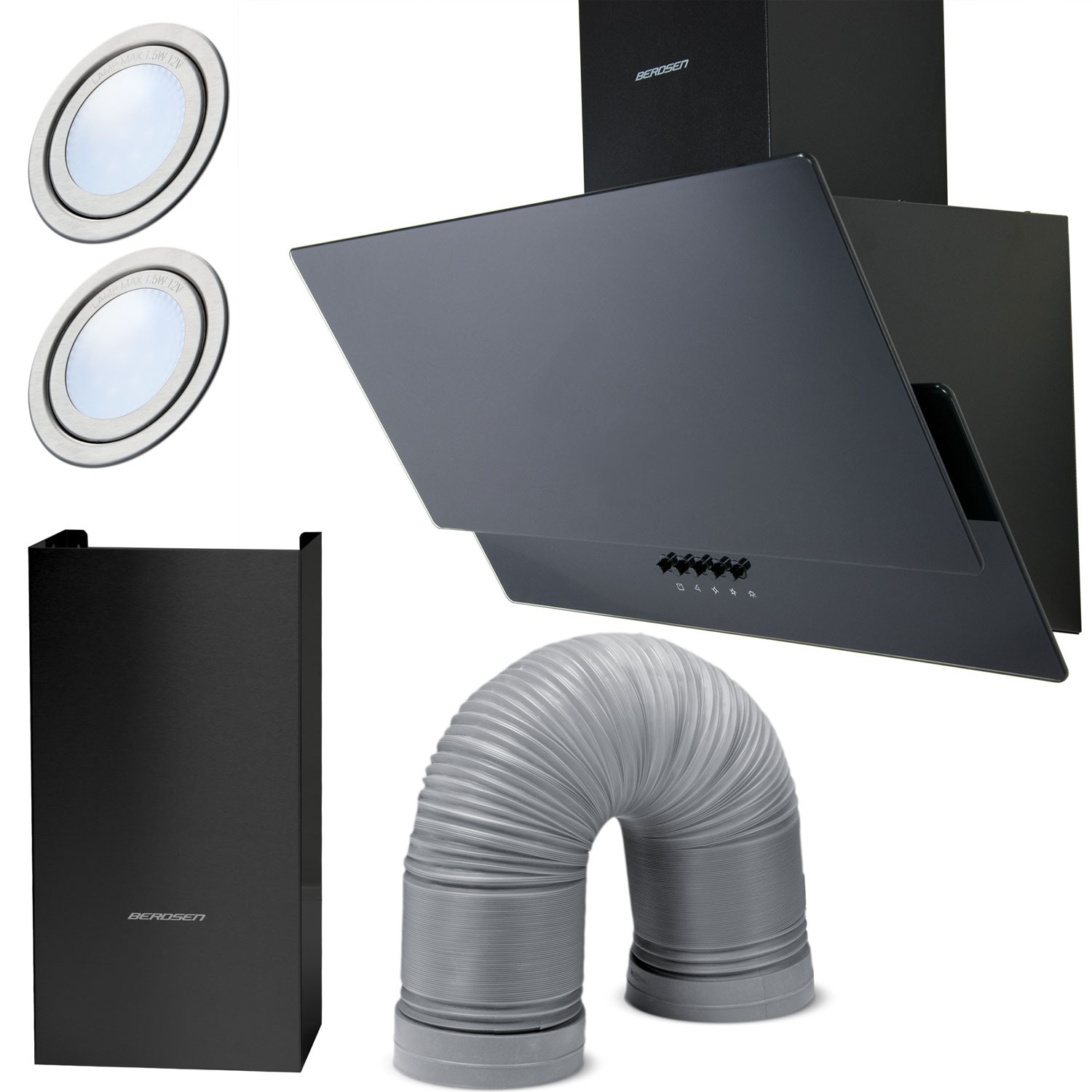 Berdsen BT-211 60 cm musta savupiippuliesituuletin