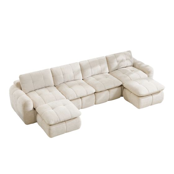 moduulisohva 4-paikkainen beige chenille skandinaavinen säilytystilalla varustettu