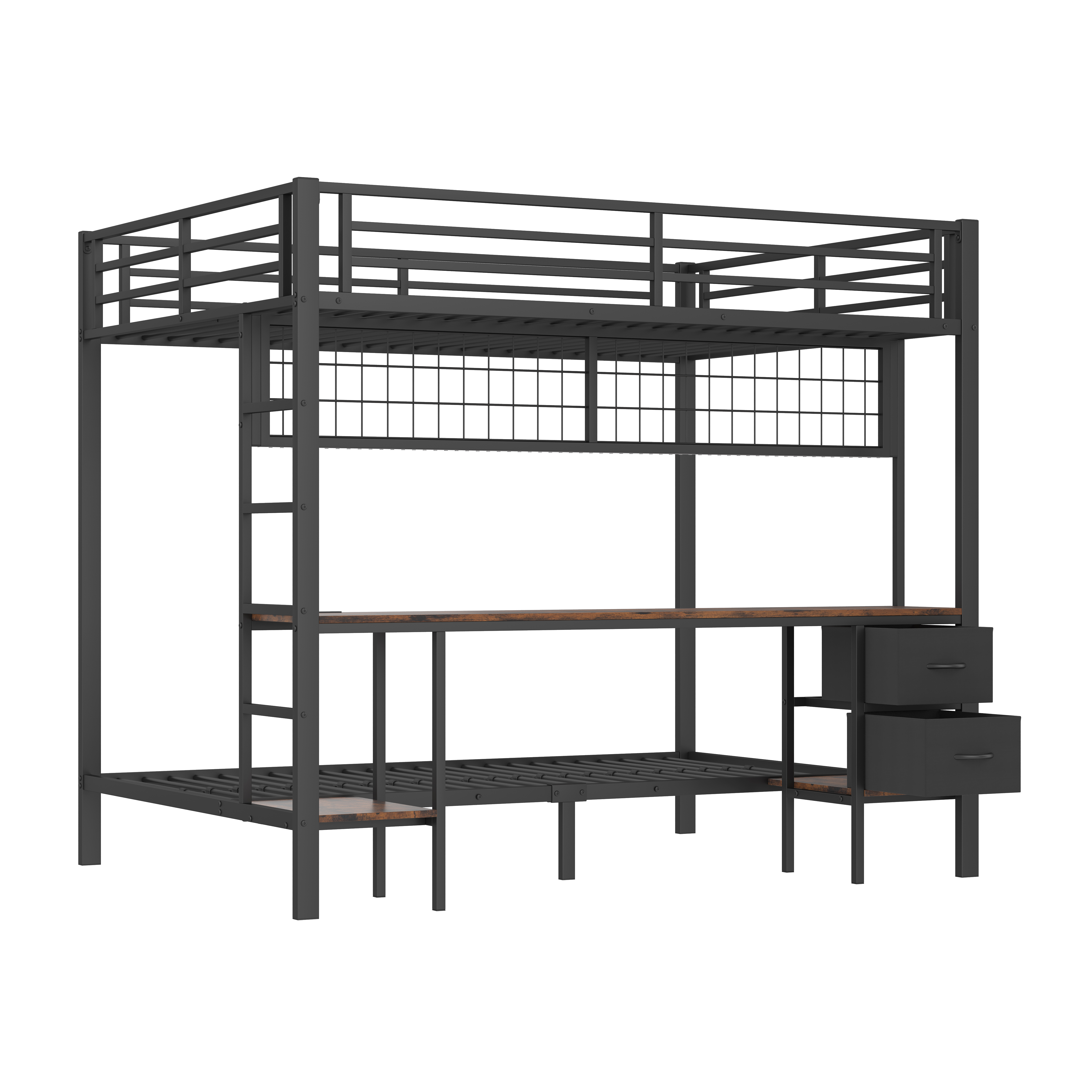 90/140x200cm parvisänky, LED-valot + USB-liitäntä, musta