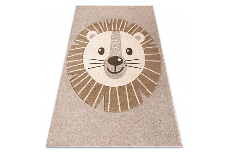 KIDDO matto 4424 beige / kerma, leijona eläimet lapsille, aistien kehitystä tukeva 120x170 cm