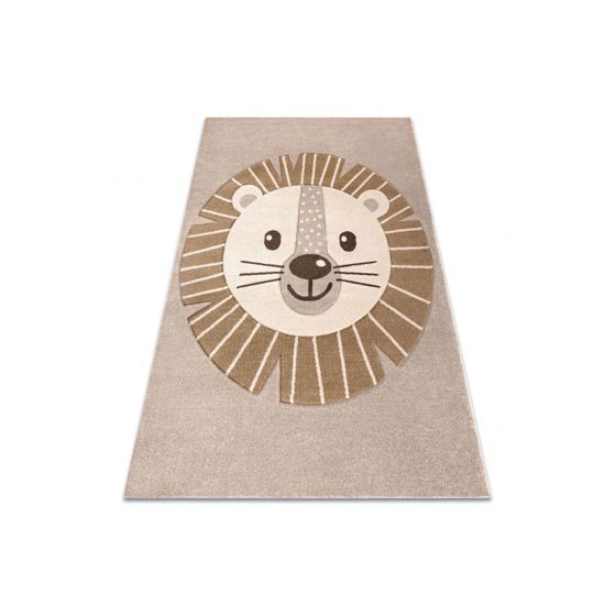 KIDDO matto 4424 beige / kerma, leijona eläimet lapsille, aistien kehitystä tukeva 120x170 cm