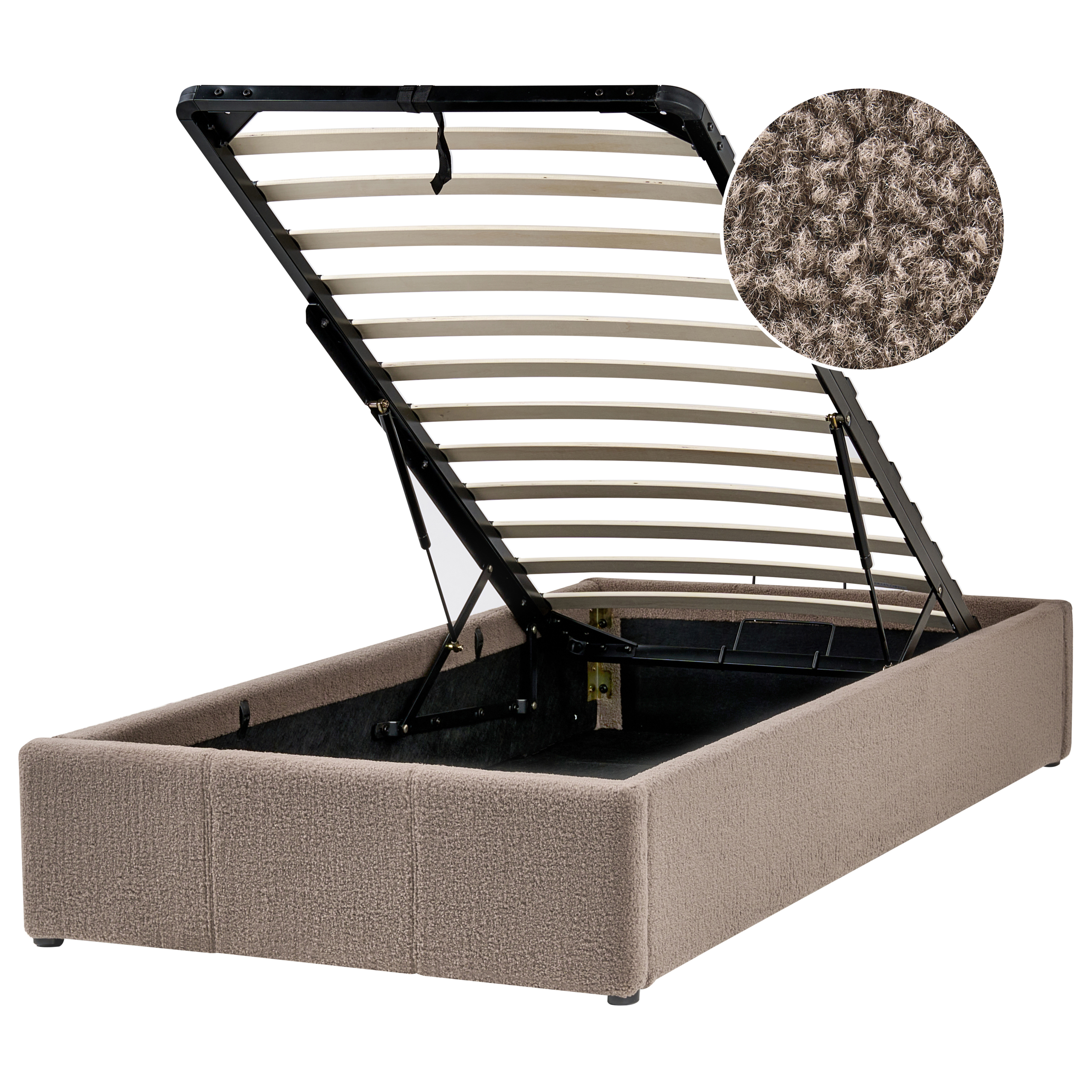 Sänky säilytystilalla ilman sängynpäätyä buklee DINAN 90 x 200 cm Ruskeanharmaa