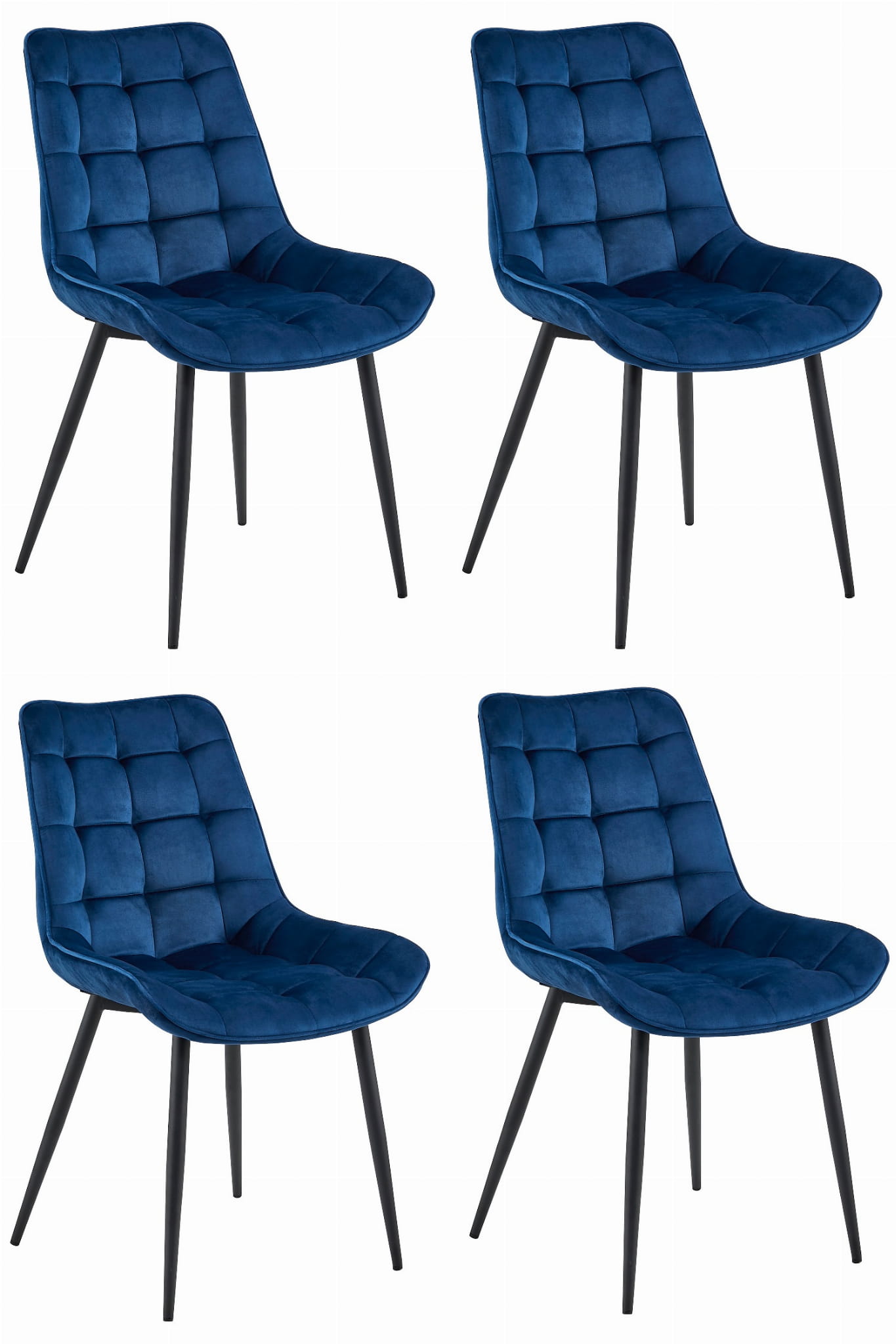 BERA-tuoli, tummansininen sametti, mustat jalat (4 kpl)