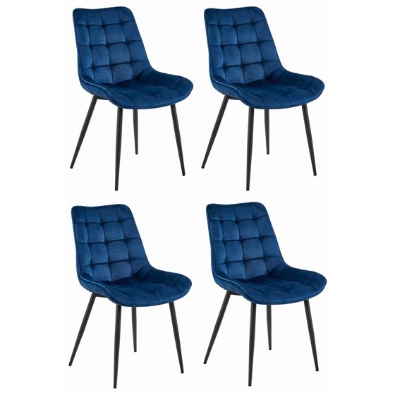 BERA-tuoli, tummansininen sametti, mustat jalat (4 kpl)