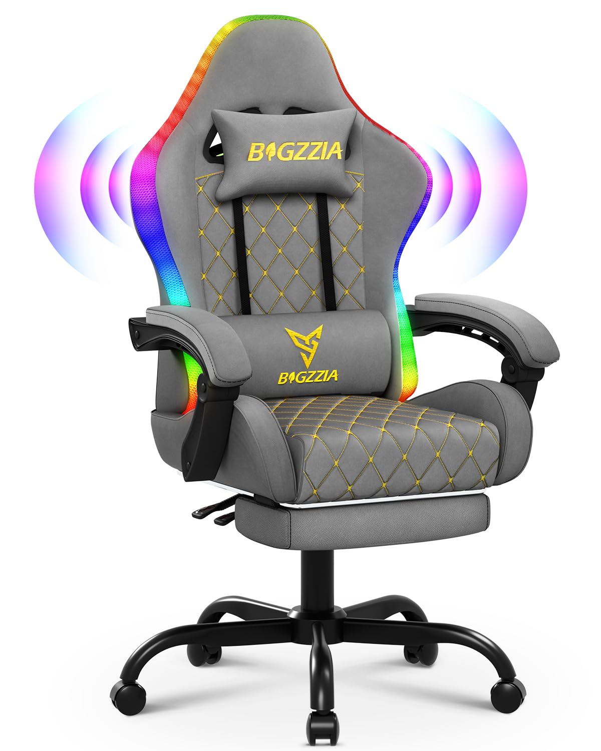 Pelituoli G01 RGB valolla ja Bluetooth kaiuttimilla Harmaa