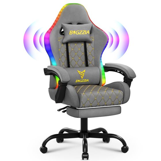 Pelituoli G01 RGB valolla ja Bluetooth kaiuttimilla Harmaa