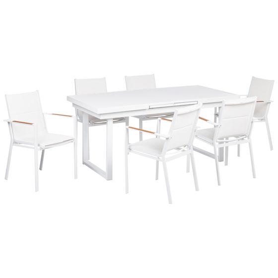 Ulkoruokailuryhmä 6-istuttava VALCANETTO/BUSSETO metalli Valkoinen
