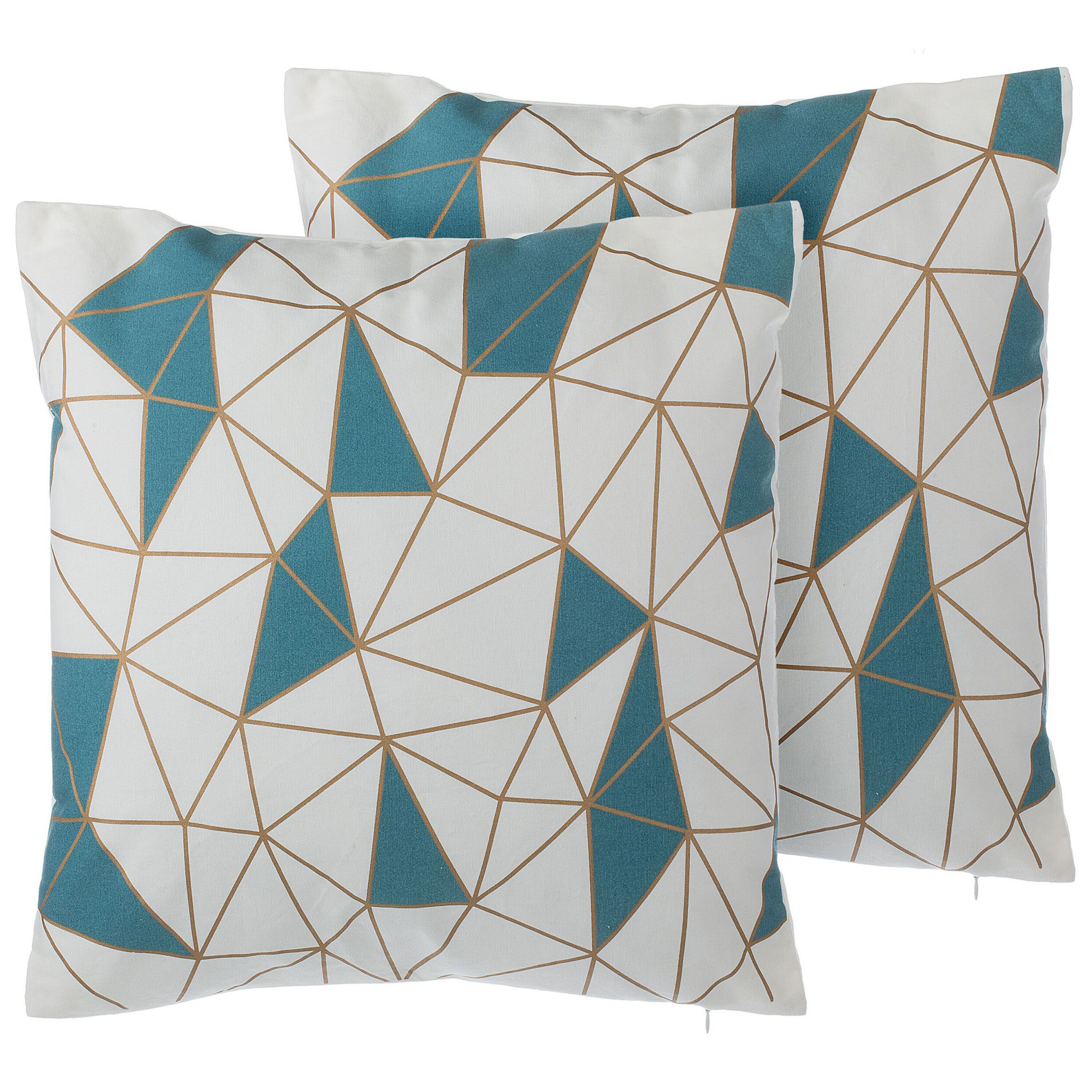 Koristetyynysetti 2 kpl CLARKIA 45 x 45 cm Puuvilla Sininen Geometrinen kuvio
