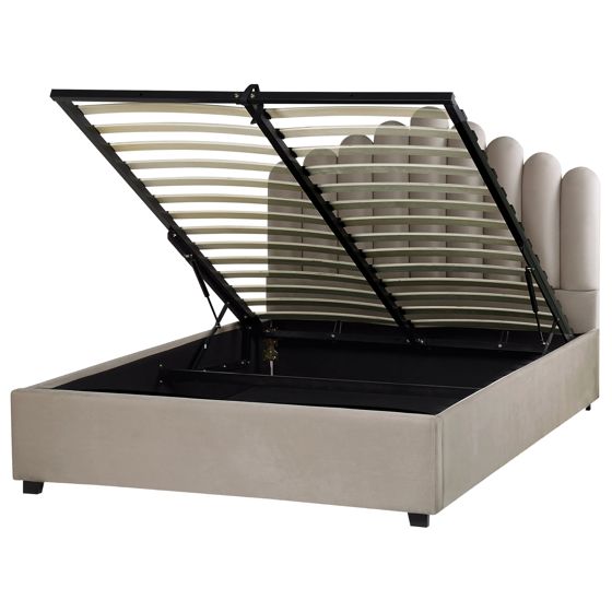 Sänky säilytystilalla sametti VINCENNES 140 x 200 cm Ruskeanharmaa