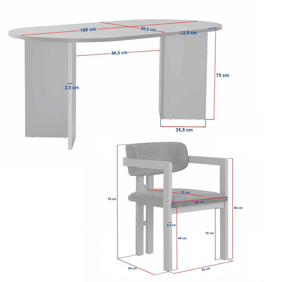 Norda Design Ruokapöytä- ja tuolisetti (7 Pieces) Meridia 6 90 x 180 x 75 cm