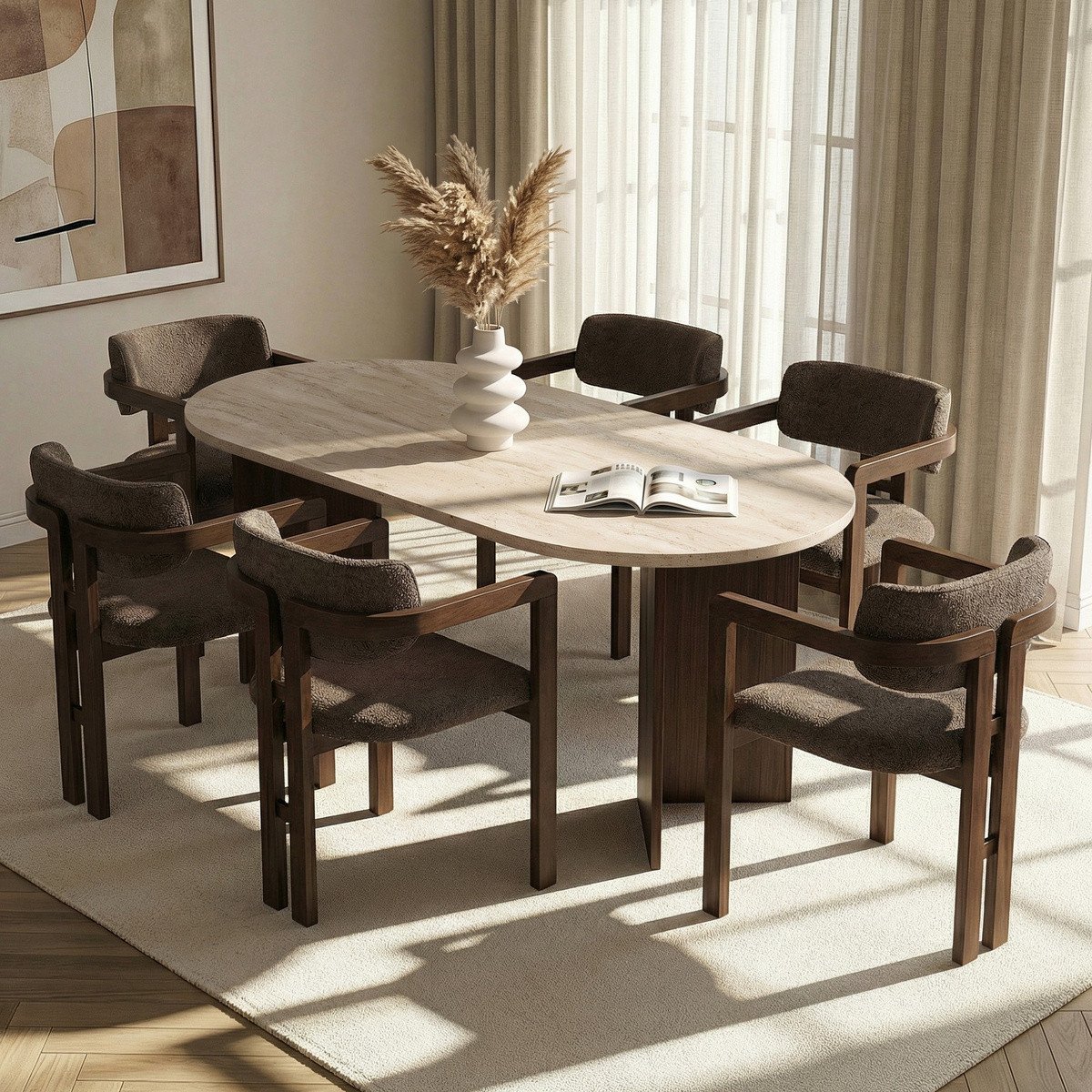 Norda Design Ruokapöytä- ja tuolisetti (7 Pieces) Meridia 6 90 x 180 x 75 cm