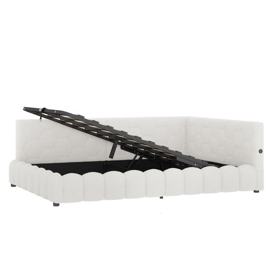 90x200cm monikäyttöinen pehmustettu sängynrunko,valkoinen