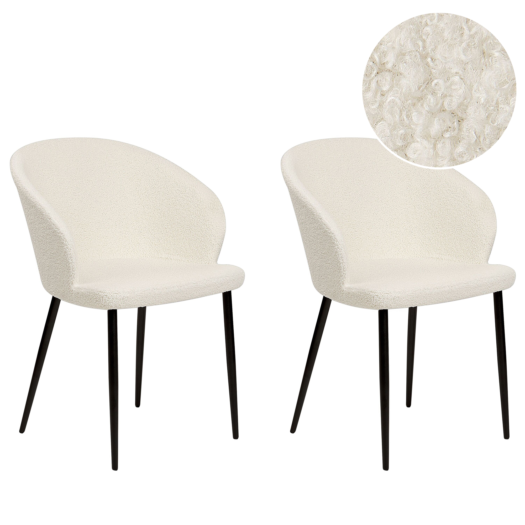 Ruokatuolisetti 2 kpl MASON buklee Luonnonvalkoinen