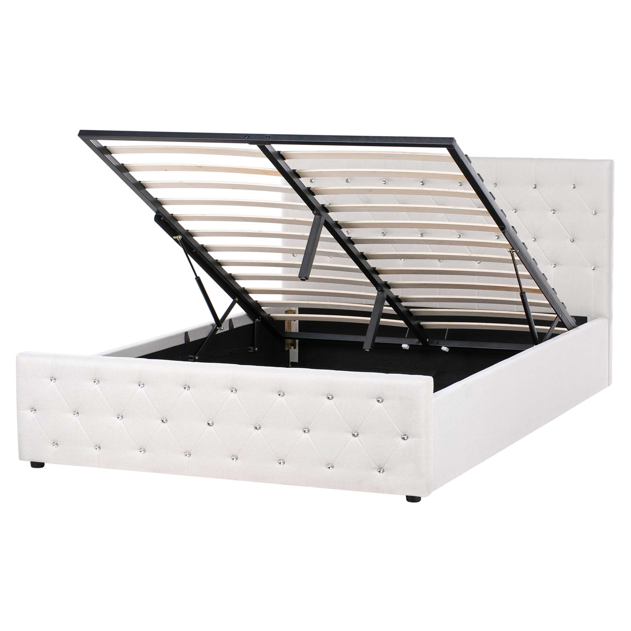 Sänky säilytystilalla kangas AMIENS 160 x 200 cm Beige