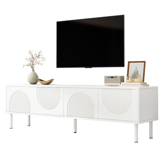 TV-taso 180x40x52 cm valkoinen lastulevy MDF säilytyksellä ja johtoaukoilla