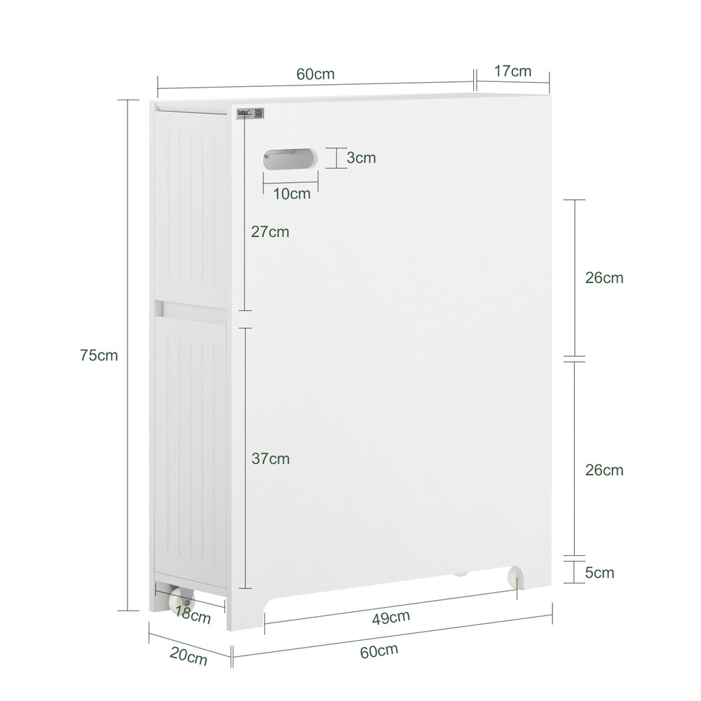 SoBuy WC-teline BZR111-W ekologinen kaappi 20x60x75cm