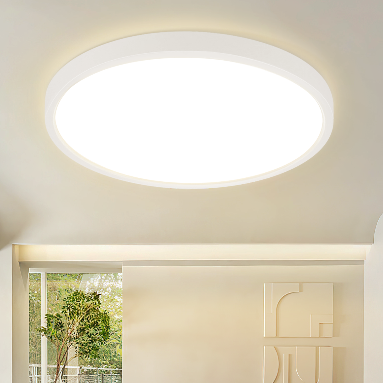 ZMH Pyöreä LED-kattovalaisin, valkoinen, 30 cm, 24 W, kylpyhuoneeseen, keittiöön, makuuhuoneeseen ja eteiseen