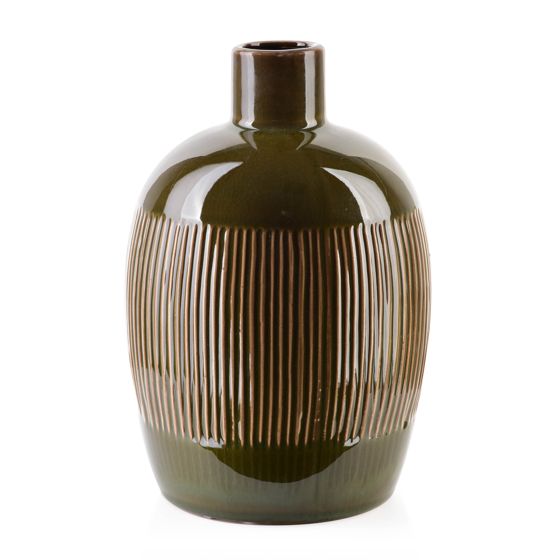 MONDEX keramiikkamaljakko, vihreä, teksturoitu, 16 x 16 x 23,5 cm