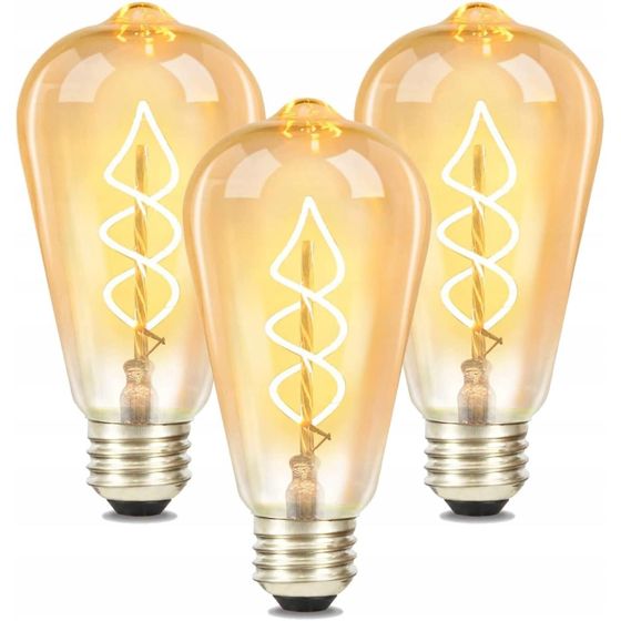NETTLIFE 3 kpl E27 LED-lamppu vintage ST64 retro lamppu lämpövalkoinen 4W hehkulanka 2200K