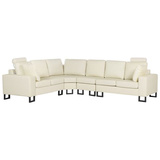 Kulmasohva 6-istuttava STOCKHOLM nahka Vaaleanbeige Oikea