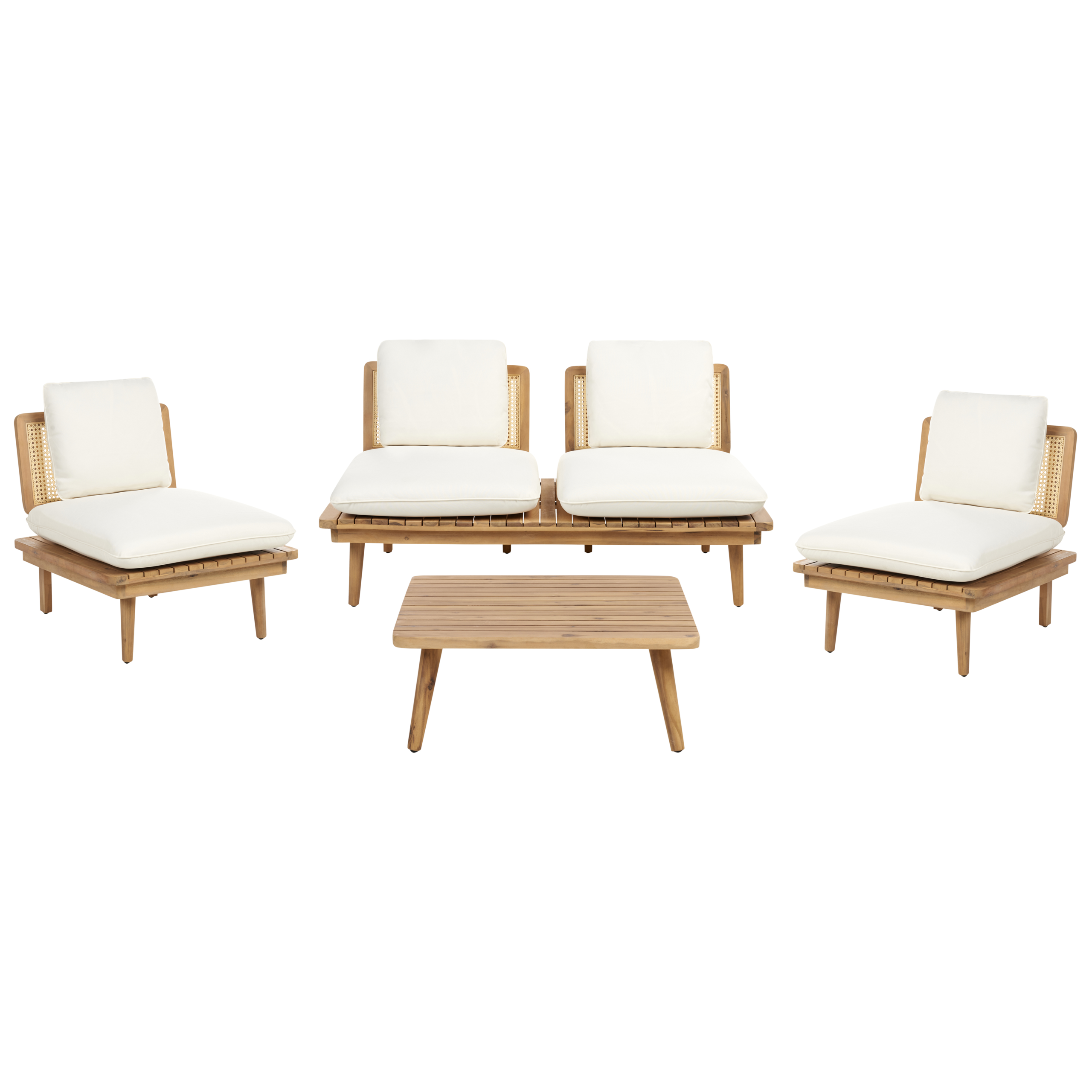 Ulkosohvaryhmä pöydällä 4-istuttava ACCADIA sertifioitu akaasia Vaaleanbeige