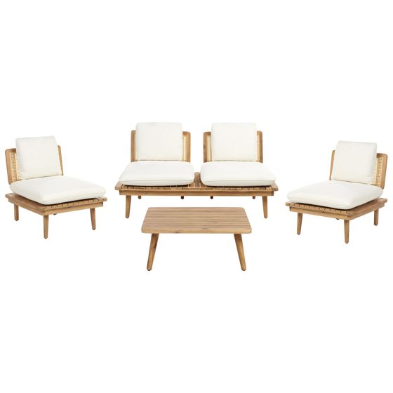 Ulkosohvaryhmä pöydällä 4-istuttava ACCADIA sertifioitu akaasia Vaaleanbeige