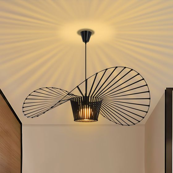 NETTLIFE moderni riippuvalaisin, E27 musta, halkaisija 80cm polykarbonaattihattukuvio, max. 40W olohuoneeseen, ruokailutilaan Keittiöön, ilman