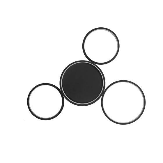 NETTLIFE musta LED - kattovalaisin, himmennettäväKaukosäätimellä, moderni muotoilu, 4 rengasta, 52W alumiininen