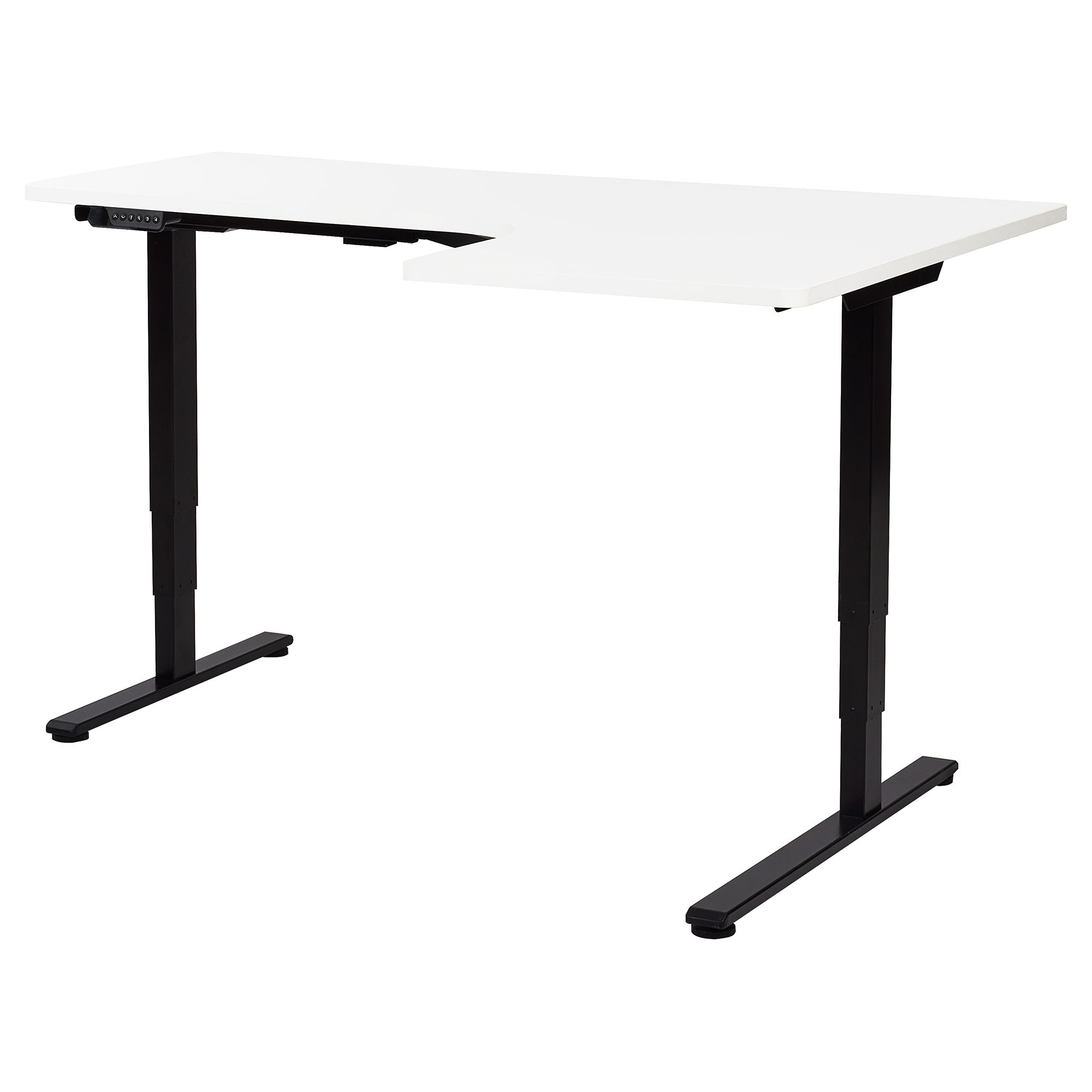 Kulmatyöpöytä sähkösäädettävä DESTINES 160 cm 109 cm Valkoinen/musta Oikea
