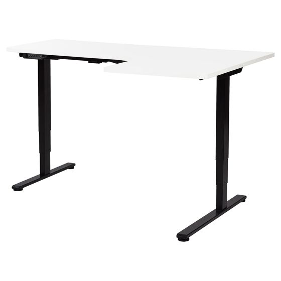 Kulmatyöpöytä sähkösäädettävä DESTINES 160 cm 109 cm Valkoinen/musta Oikea