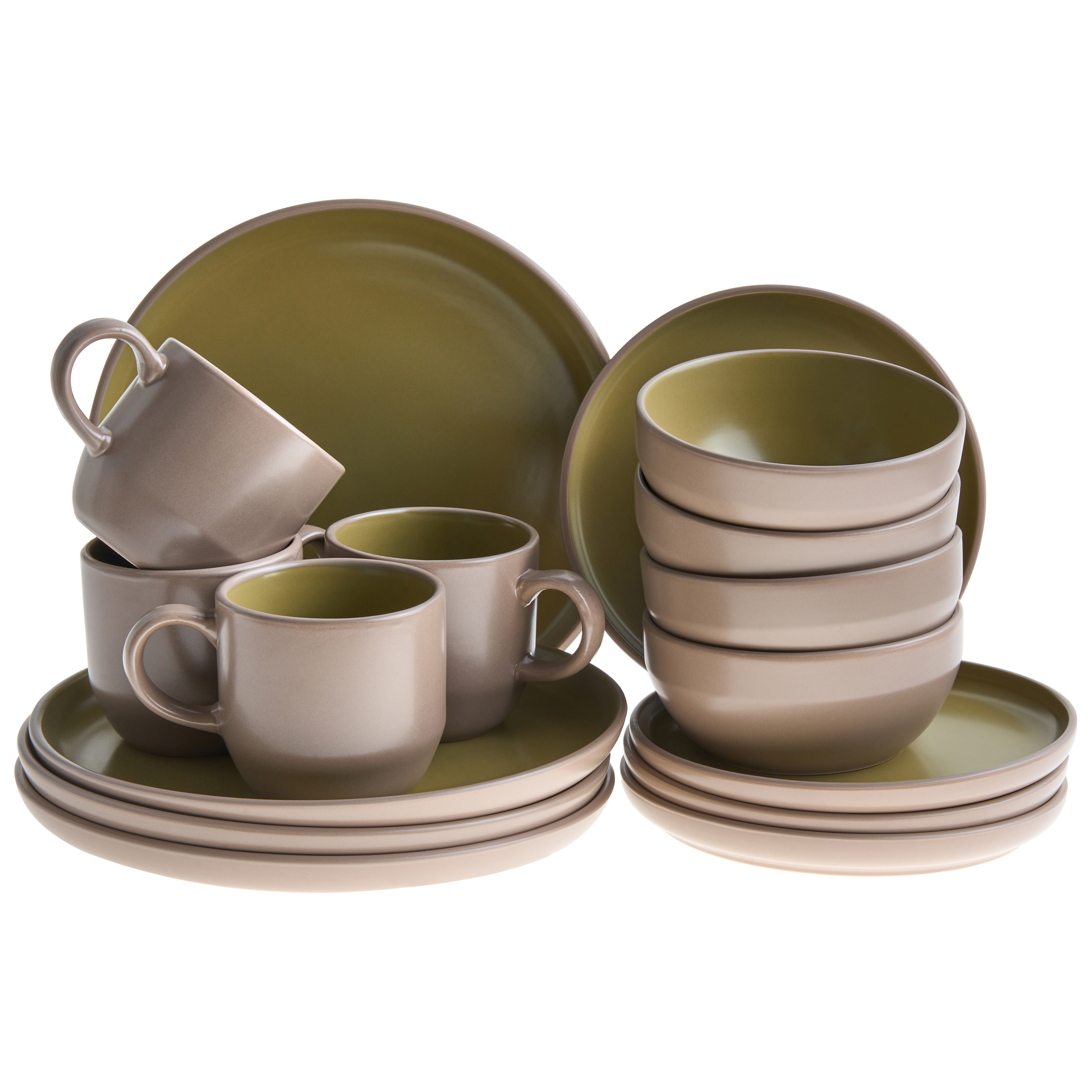 Astiasto 16 osaa NUTMEG Kivitavara Beige/vihreä