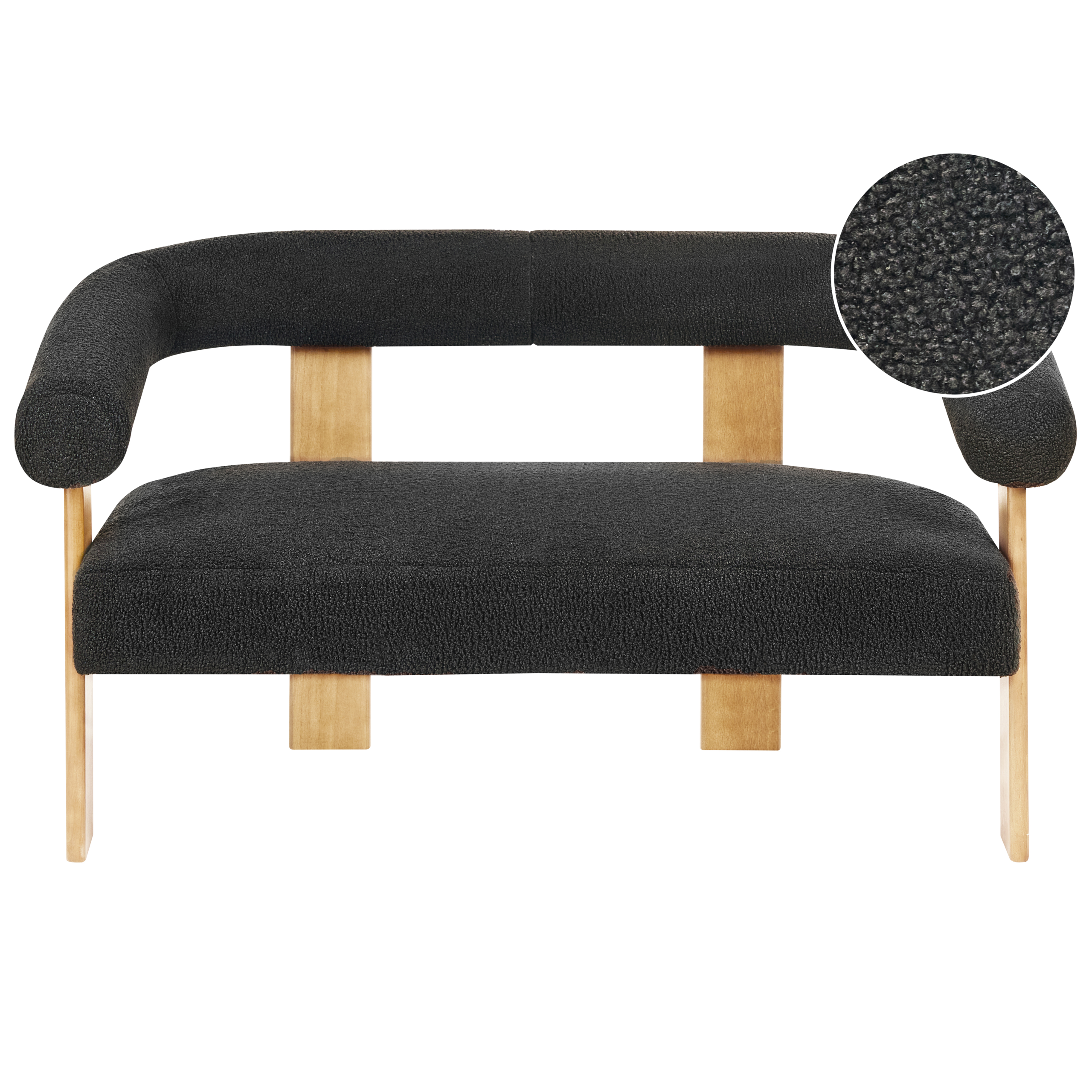 Sohva ILBRO buklee Musta/vaaleanruskea 2-istuttava