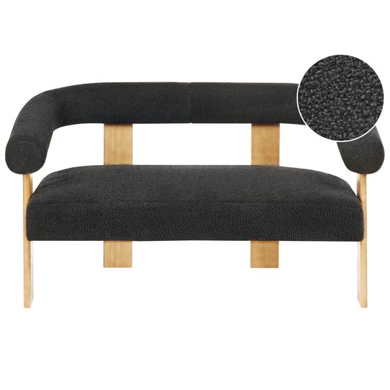 Sohva ILBRO buklee Musta/vaaleanruskea 2-istuttava