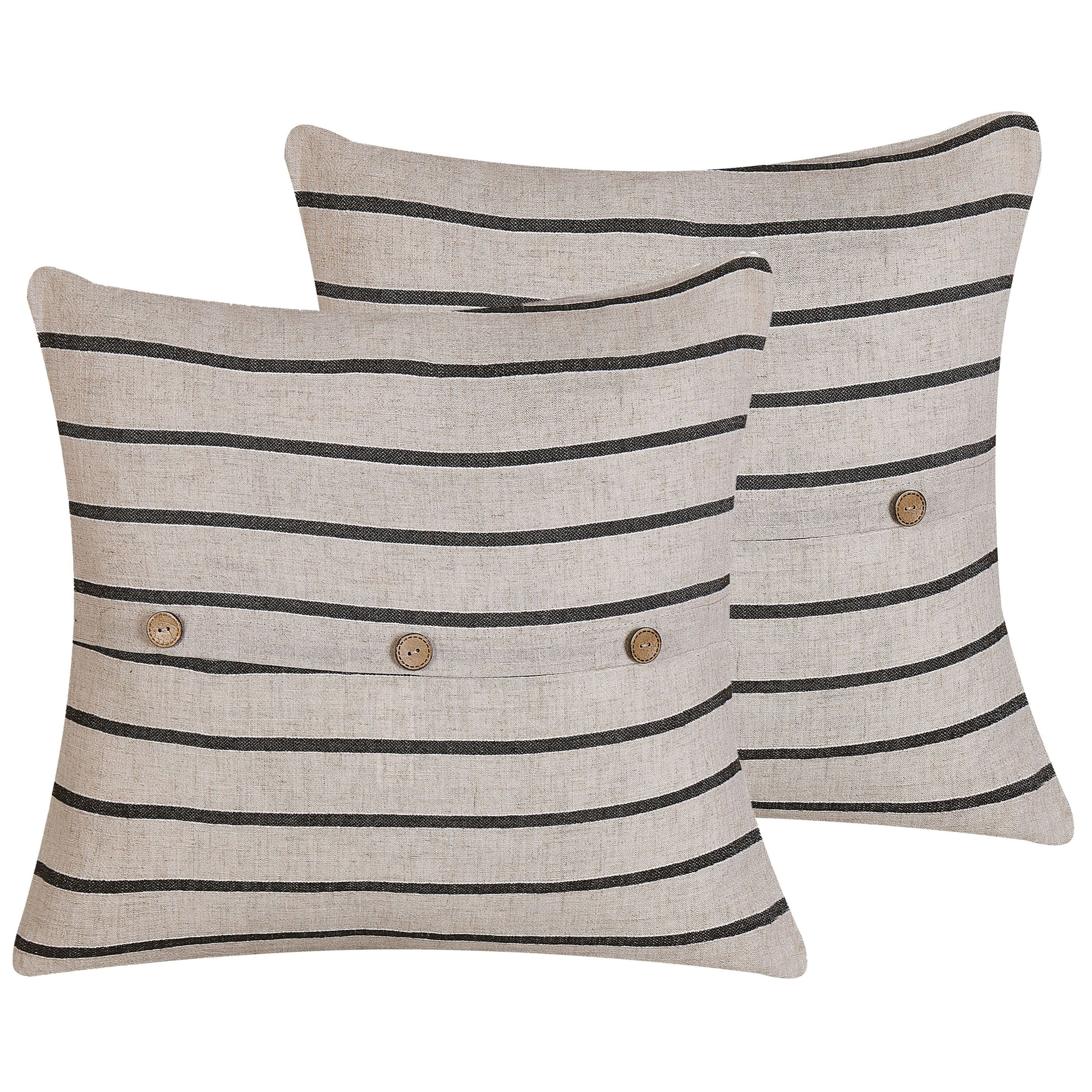 Koristetyynysetti 2 kpl CYNARA 43 x 43 cm Puuvilla Beige Raitakuvio
